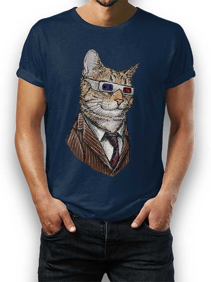 3D Suit Cat T-Shirt navy L