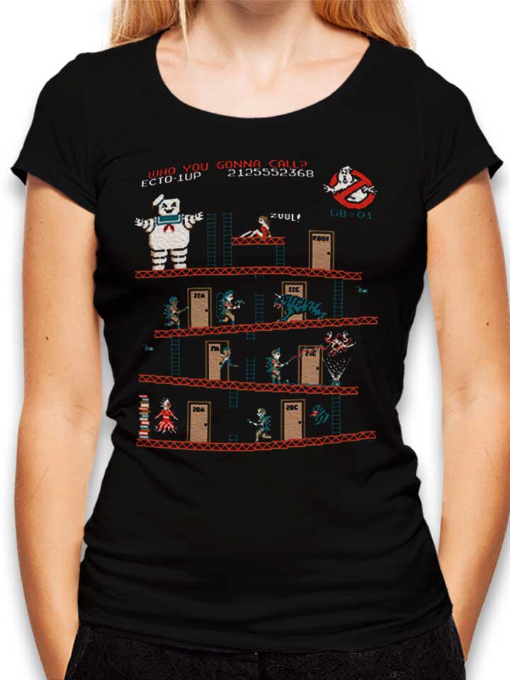 8 Bit Donkey Kong Ghostbusters Womens T-Shirt black L