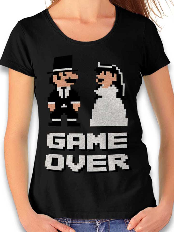 8 Bit Junggesellen Game Over Camiseta Mujer negro L