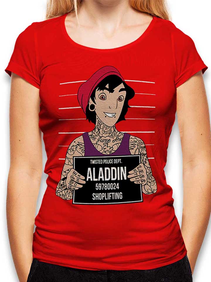 Aladdin Mugshot Camiseta Mujer rojo L