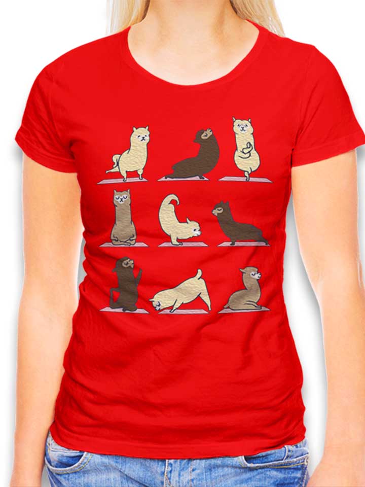 Alpaca Yoga Damen T-Shirt rot L