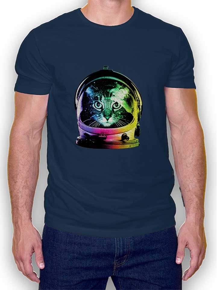 Astronaut Cat T-Shirt dunkelblau L