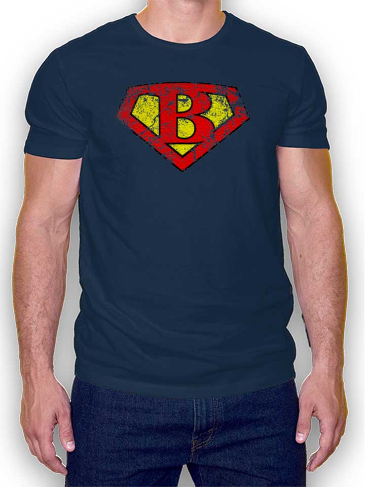 B Buchstabe Logo Vintage T-Shirt bleu-marine L