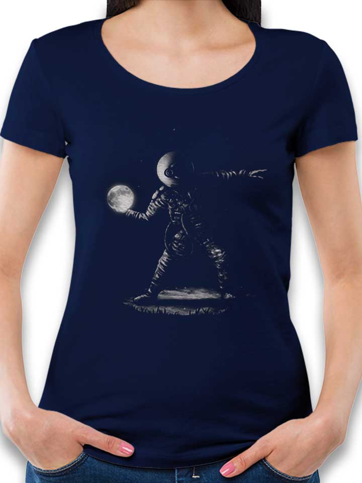 Banksy Astronaut Moon Damen T-Shirt dunkelblau L