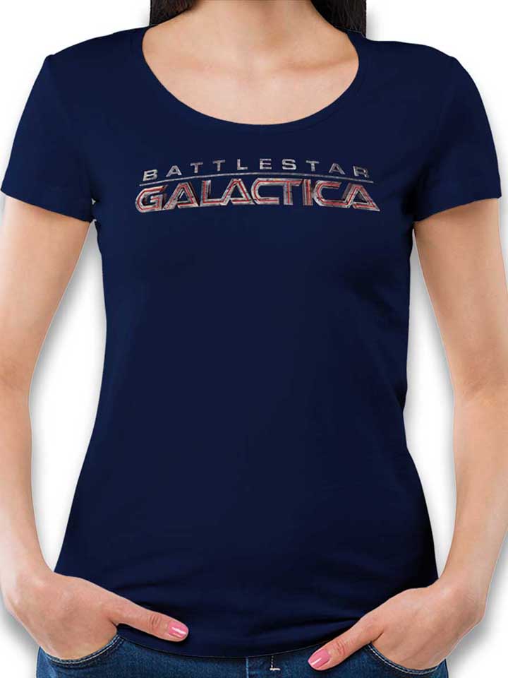 Battlestar Galactica Logo Camiseta Mujer azul-marino L