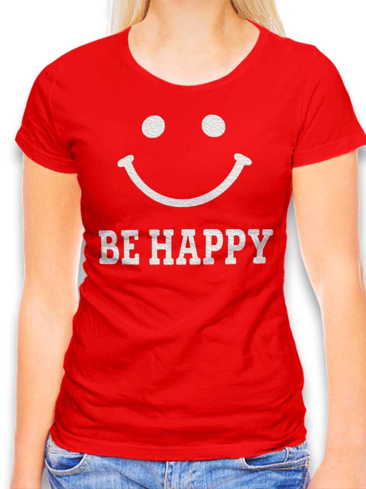 Be Happy Womens T-Shirt red L