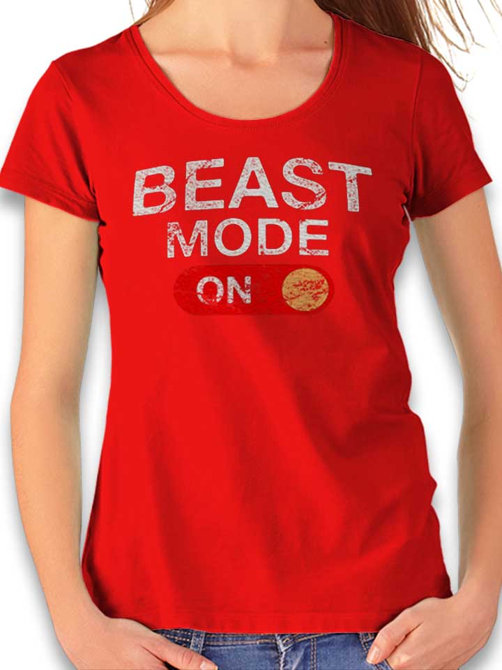 beast-mode-on-vintage-damen-t-shirt rot 1