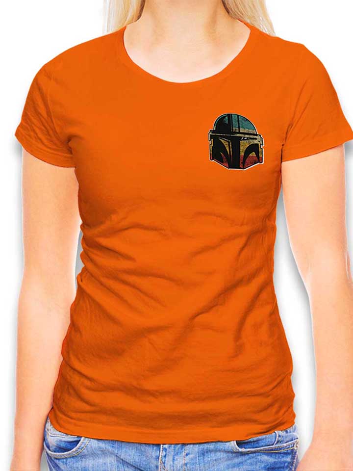 Bounty Hunter Helmet Chest Print Camiseta Mujer naranja L