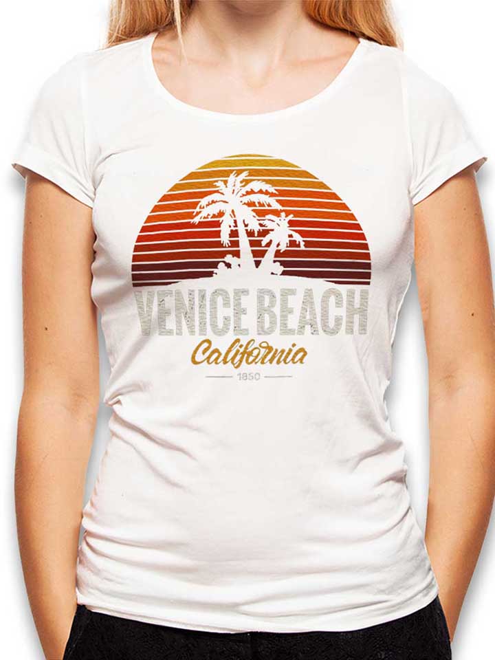 California Venice Beach Logo T-Shirt Femme blanc L