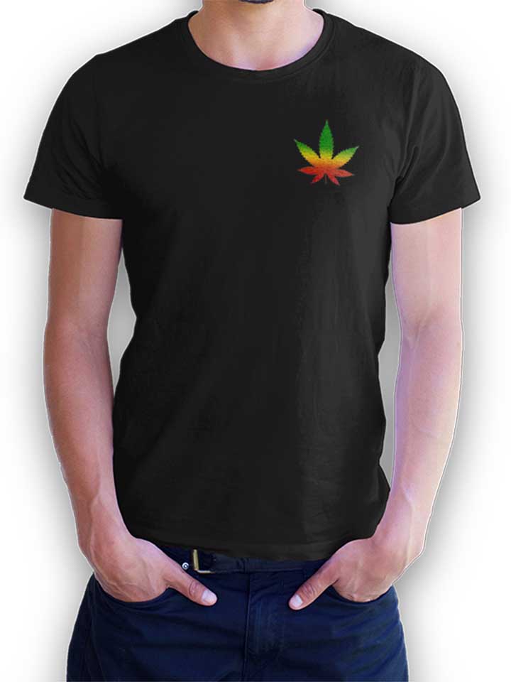cannabis-blatt-rasta-chest-print-t-shirt schwarz 1