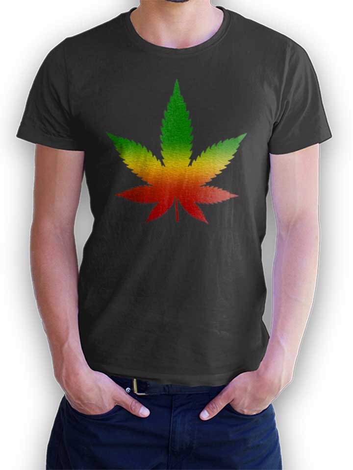 Cannabis Blatt Rasta T-Shirt gris-fonc L