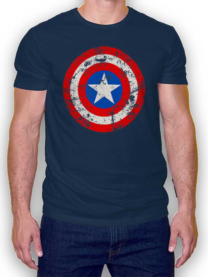 captain-america-shield-vintage-t-shirt dunkelblau 1