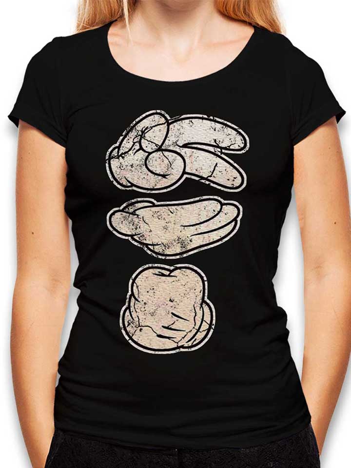 Cartoon Hand 06 Vintage Womens T-Shirt black L