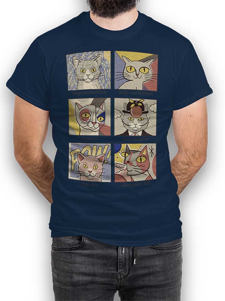 Cat Art History Camiseta azul-marino L
