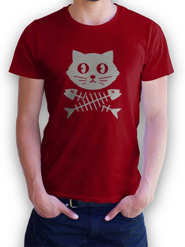 Cat Fishbone Camiseta burdeos L