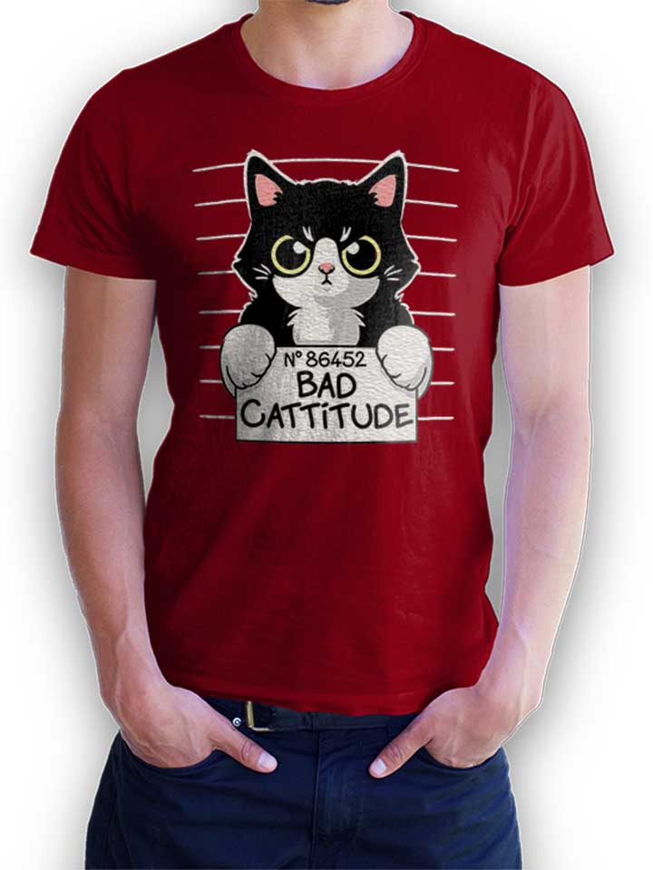 Cat Mugshot T-Shirt maroon L