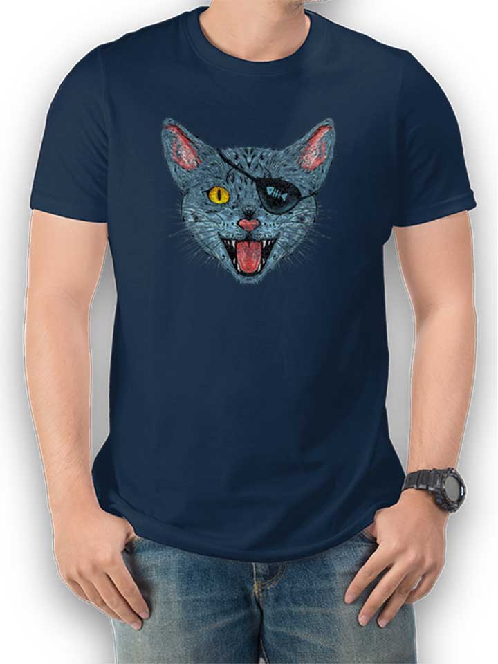 Cat Pirate Camiseta azul-marino L