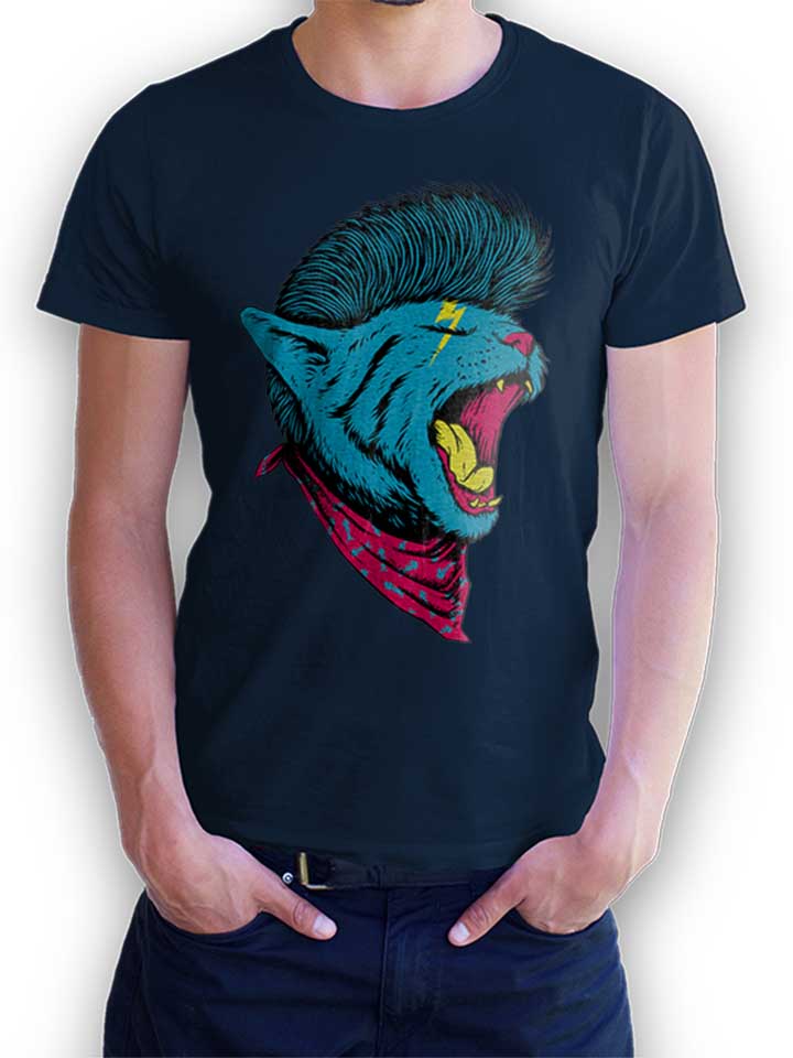 Cat Punk Camiseta azul-marino L