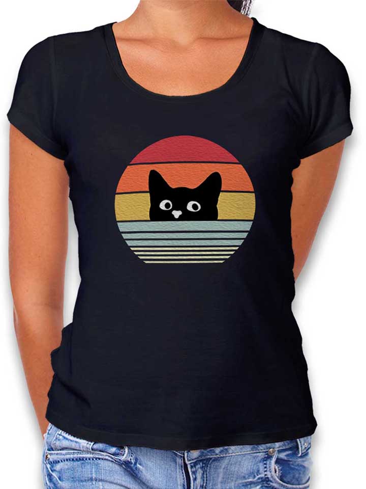 Cat Sunset Womens T-Shirt black L