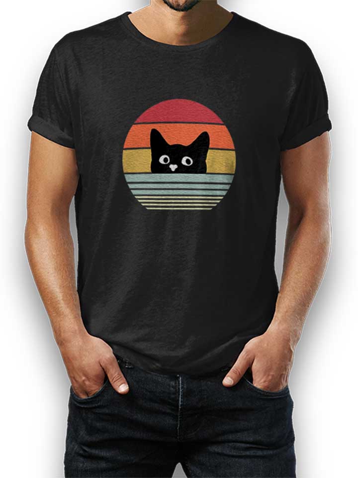 Cat Sunset T-Shirt black L