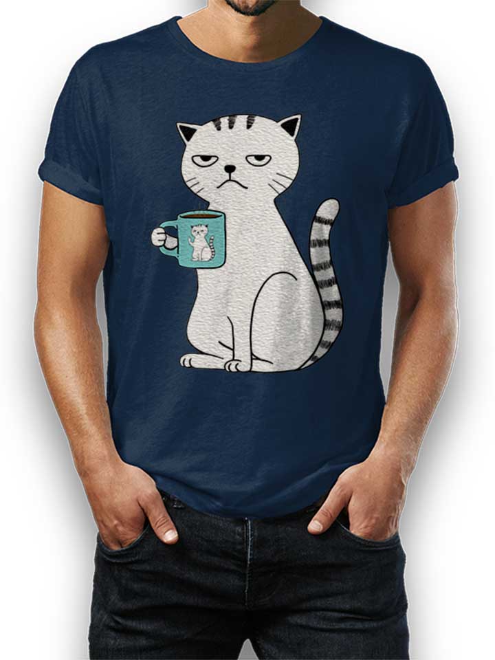 Coffee Cat T-Shirt dunkelblau L