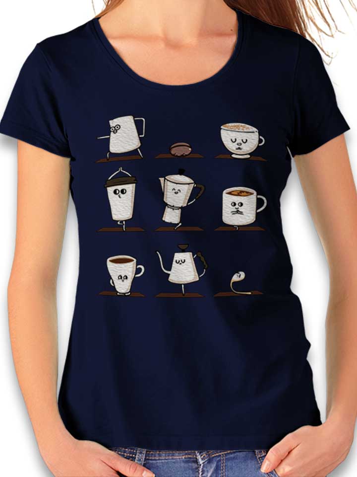 Coffee Yoga Damen T-Shirt dunkelblau L