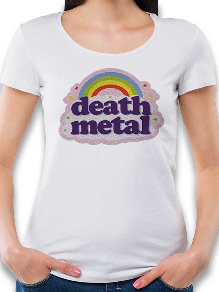 Death Metal Rainbow T-Shirt Donna bianco L
