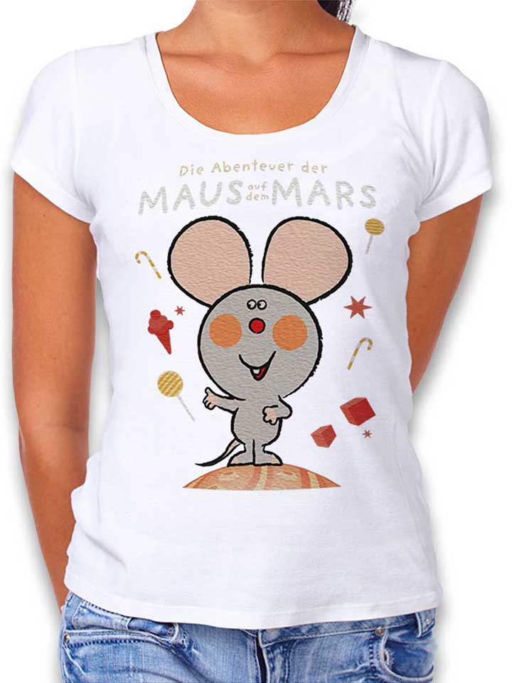 Die Abenteuer Der Maus Auf Dem Mars T-Shirt Donna bianco L