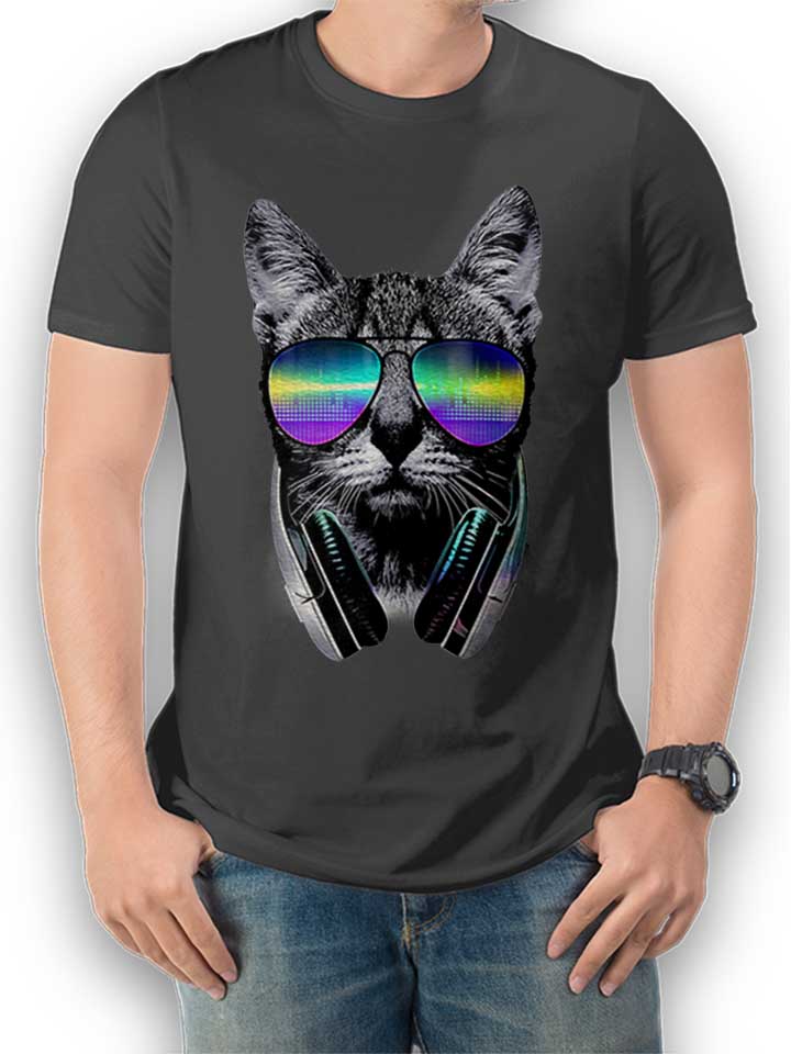 Dj Disco Cat Camiseta gris-oscuro L
