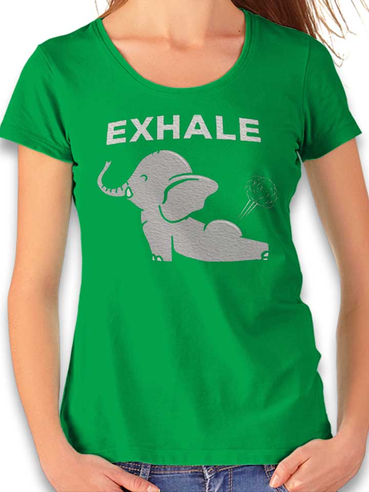 Exhale Elephant Yoga Womens T-Shirt green L