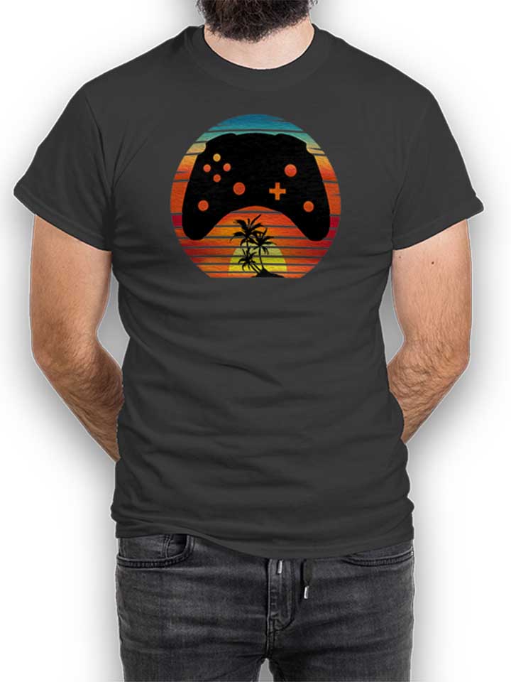 Gamer Retro Classic Sunset T-Shirt gris-fonc L