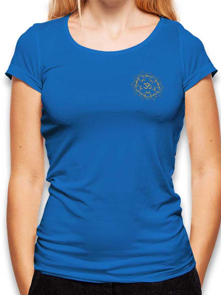 Golden Om Mandala Chest Print T-Shirt Femme bleu-roi L