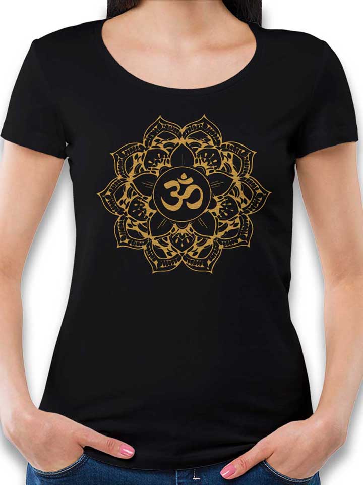 Golden Om Mandala Camiseta Mujer negro L