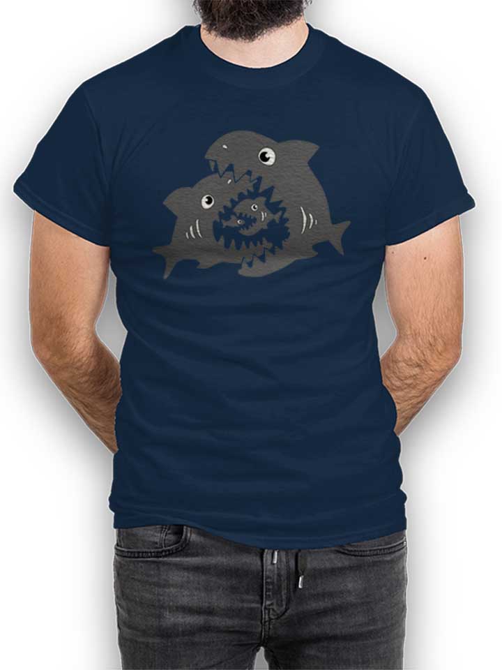 haifische-t-shirt dunkelblau 1
