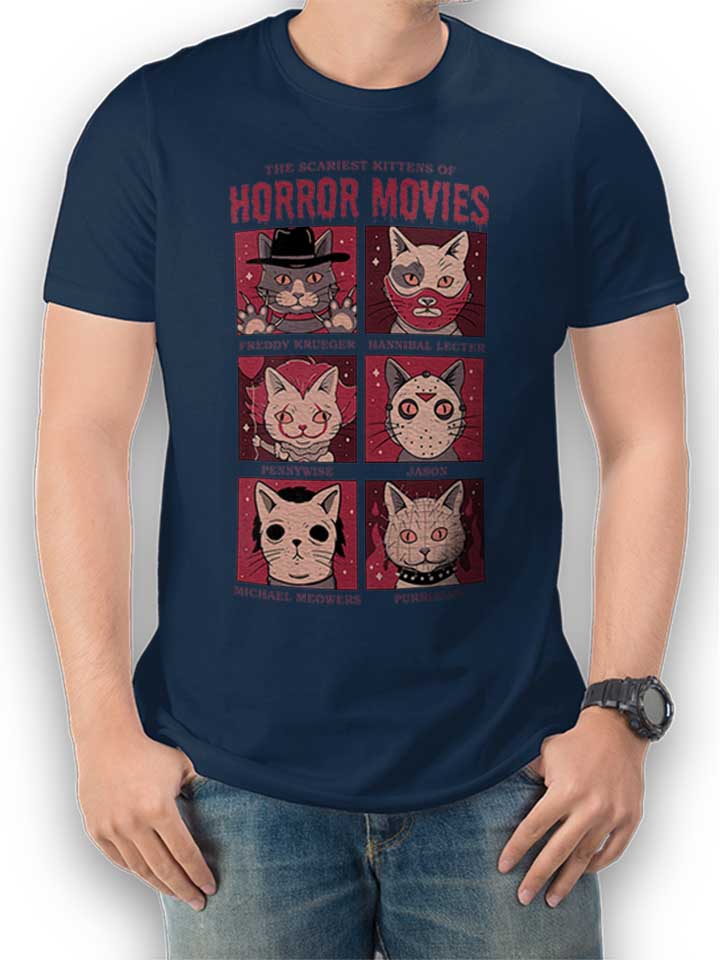 Horror Movies Cat Camiseta azul-marino L