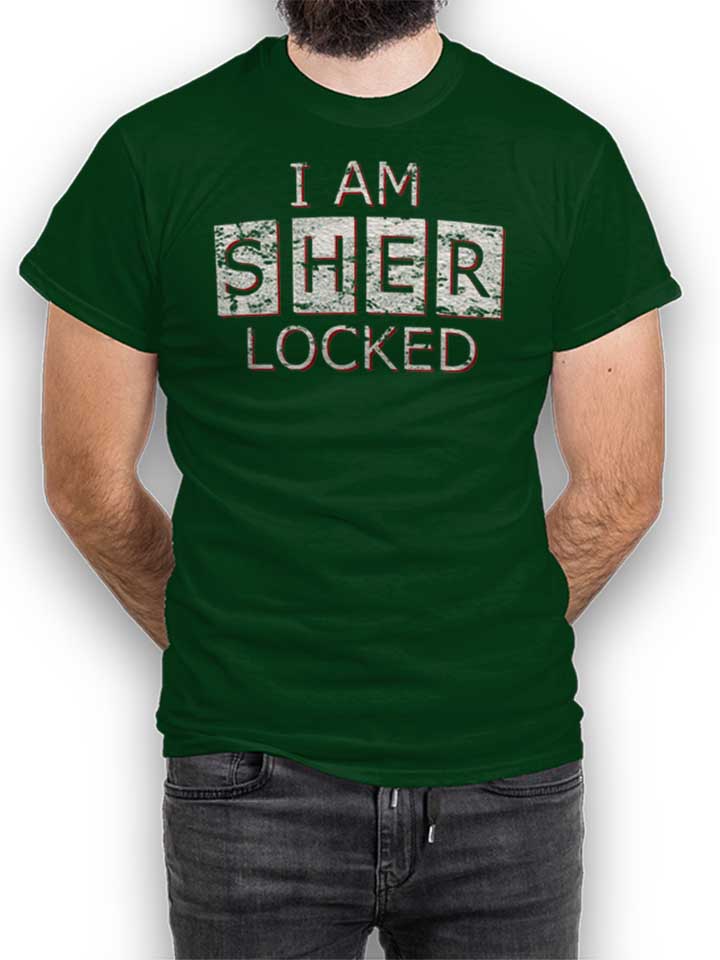 I Am Sherlocked Vintage T-Shirt vert-fonc L
