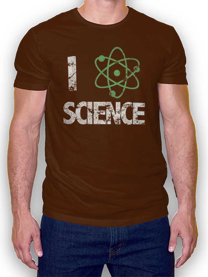 I Love Science Vintage T-Shirt brown L
