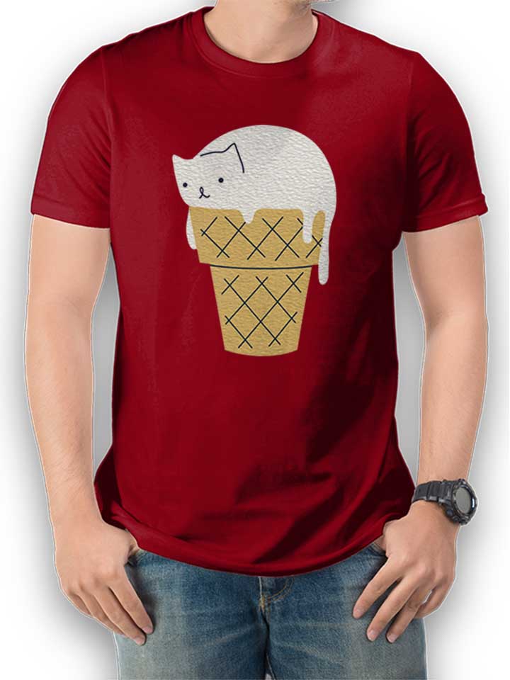 Ice Cream Cat T-Shirt maroon L