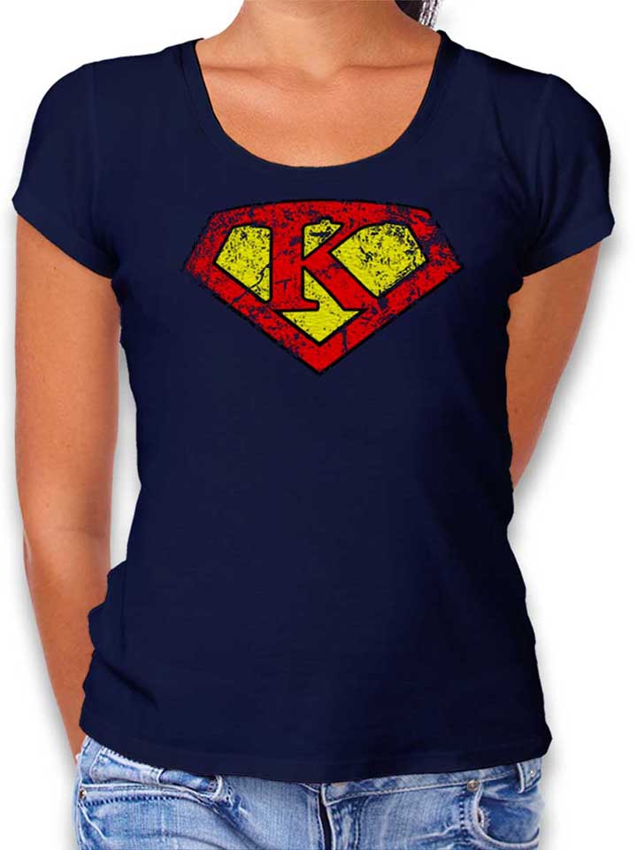 k-buchstabe-logo-vintage-damen-t-shirt dunkelblau 1