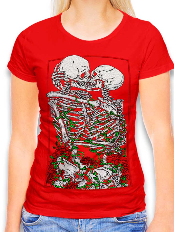 Kissing Skelettons T-Shirt Femme rouge L