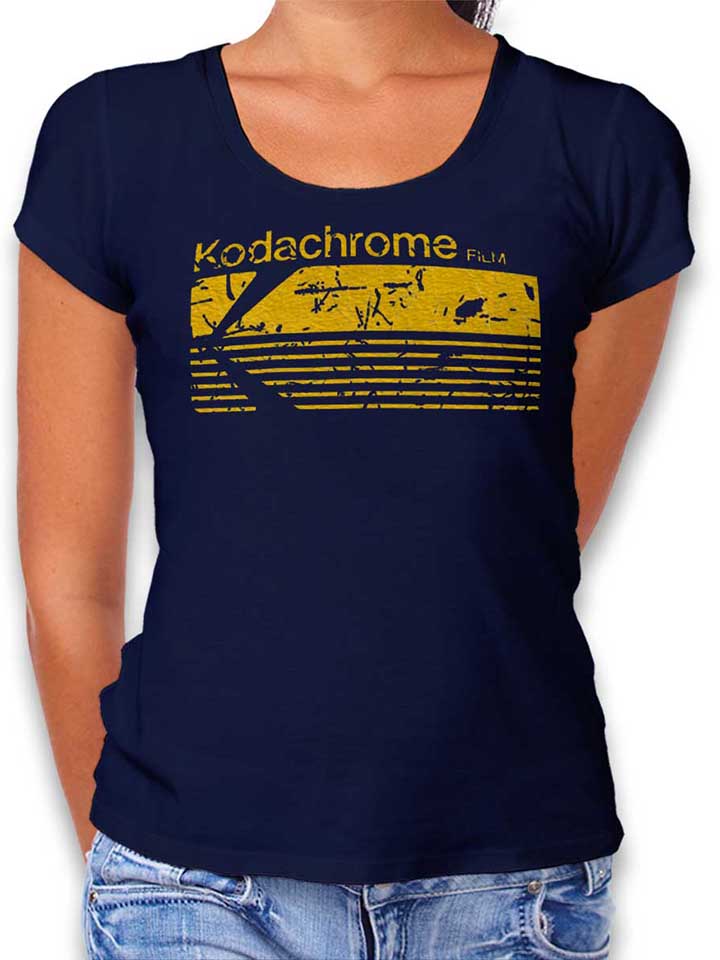 kodachrome-film-vintage-damen-t-shirt dunkelblau 1