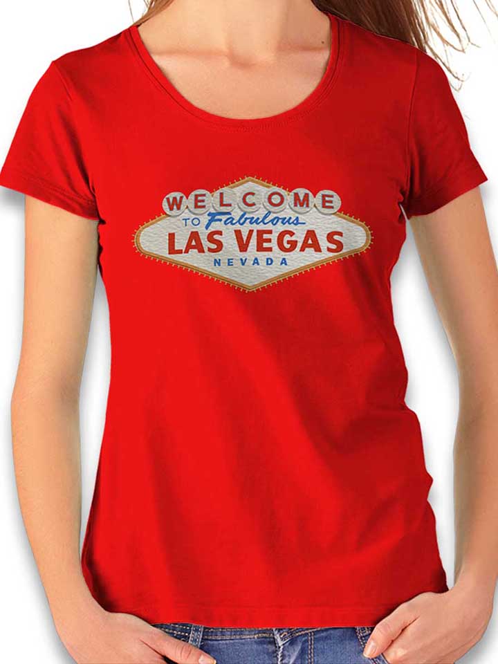 Las Vegas Sign Logo T-Shirt Femme rouge L
