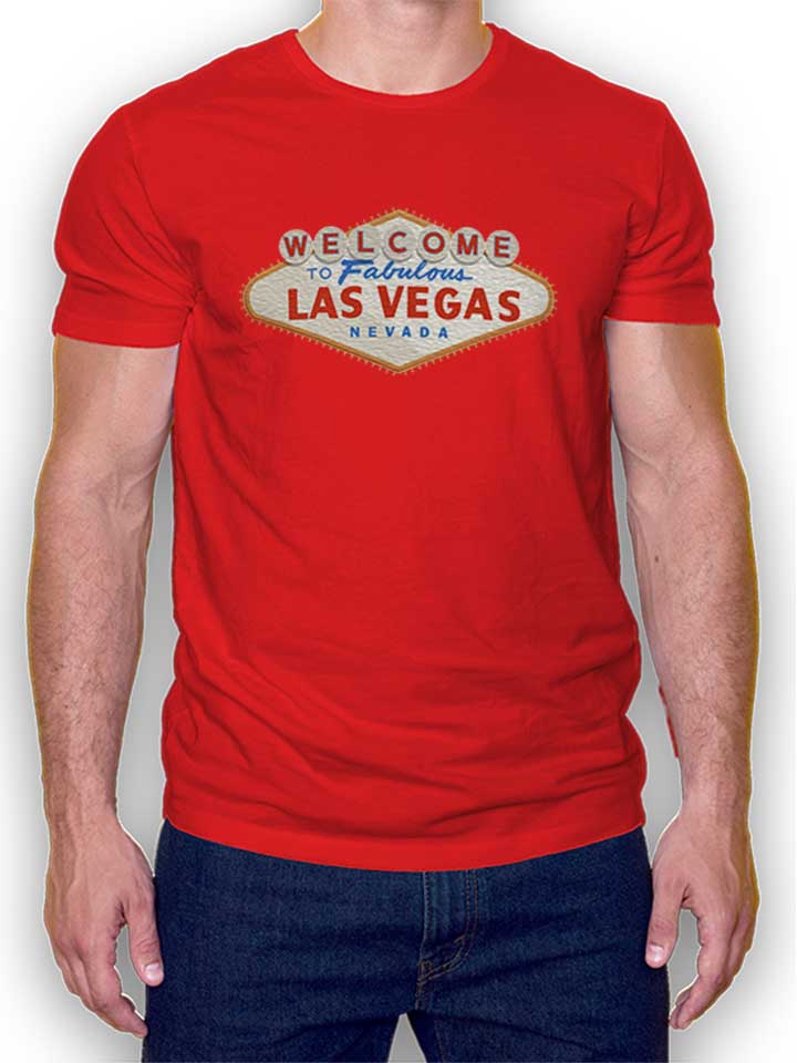 Las Vegas Sign Logo Camiseta rojo L