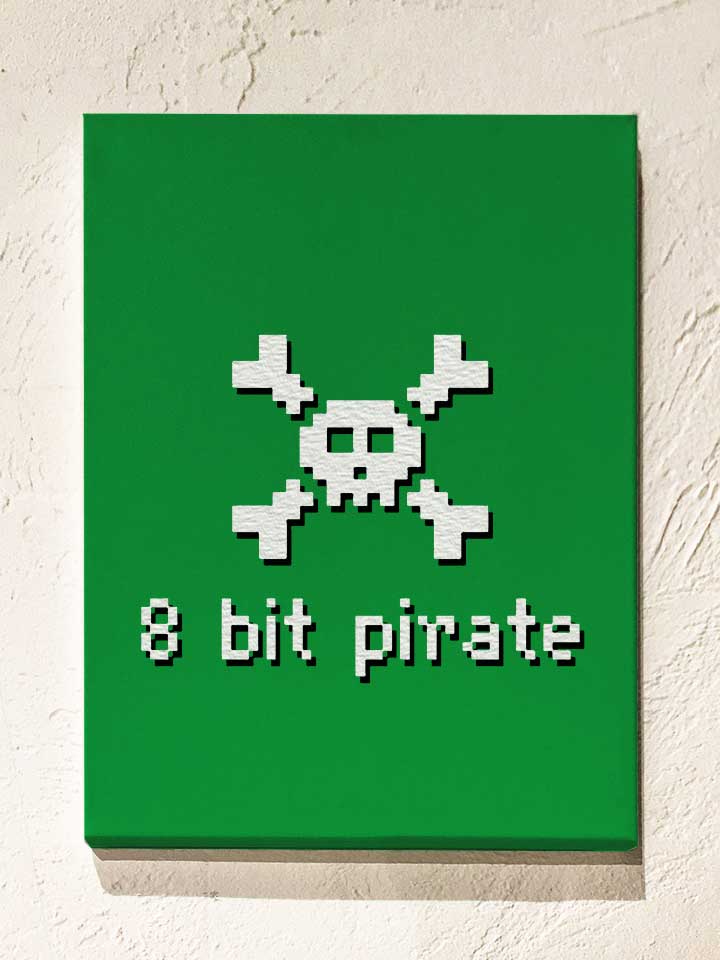 8 Bit Pirate Leinwand gruen 30x40 cm