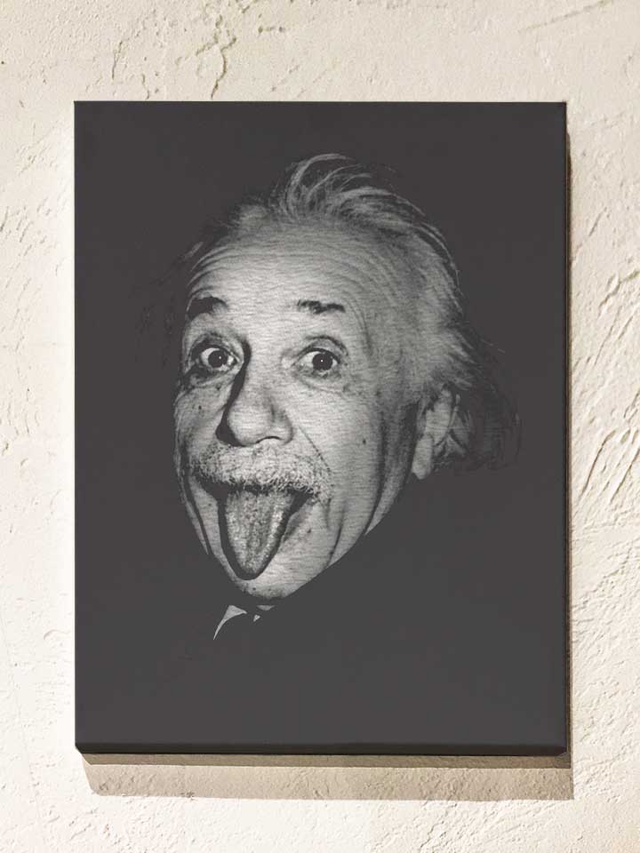Albert Einstein Genius Tongue Leinwand dunkelgrau 30x40 cm