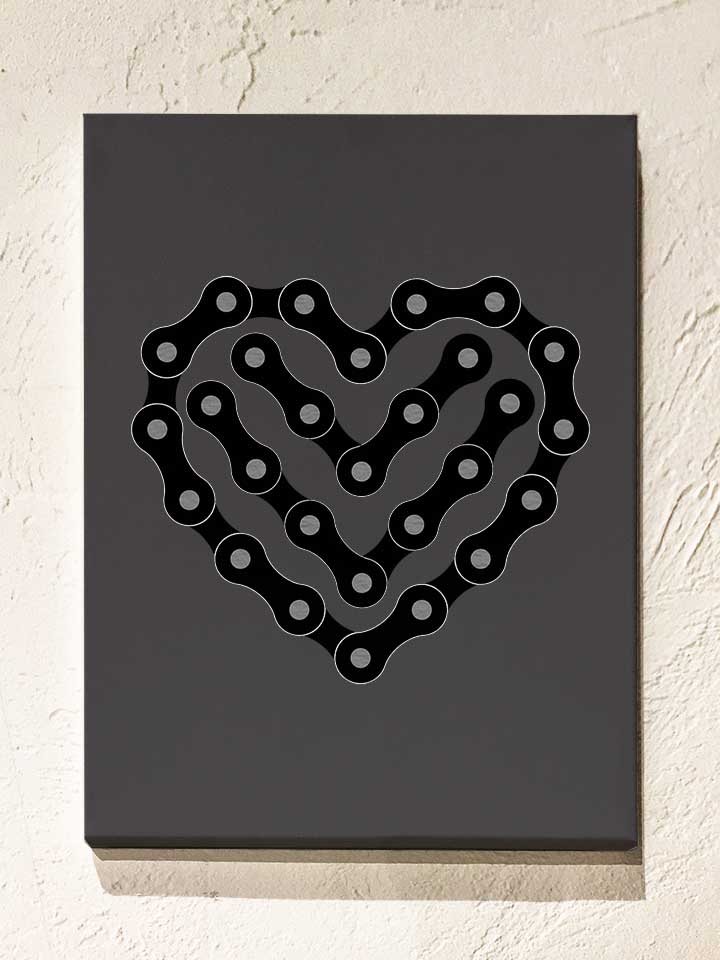 Bike Chain Heart Leinwand dunkelgrau 30x40 cm