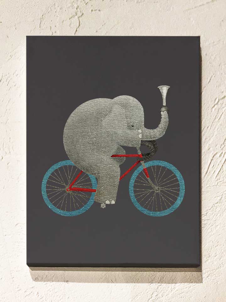 Bike Elephant Leinwand dunkelgrau 30x40 cm