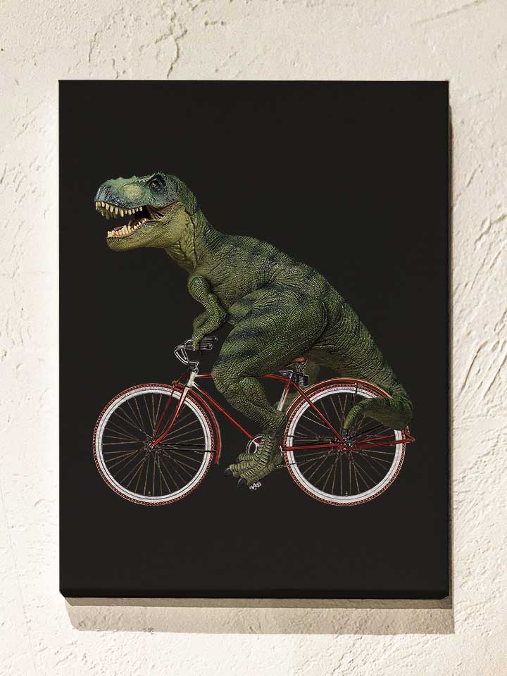 Cycling Tyrannosaurus Rex Leinwand schwarz 30x40 cm
