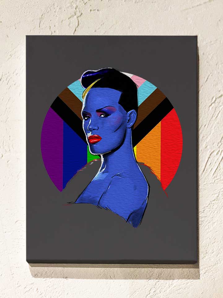 Grace Jones Pop Art Leinwand dunkelgrau 30x40 cm