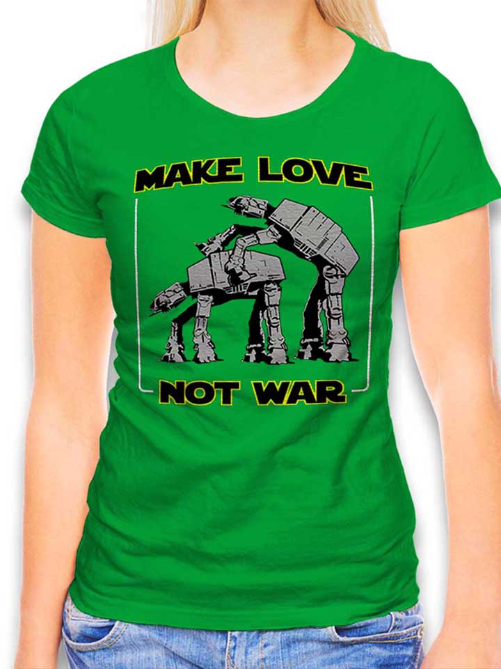Make Love Not War At At T-Shirt Donna verde L
